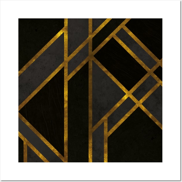 Midnight Black Luxury Art Deco Tiles Wall Art by Ambience Art